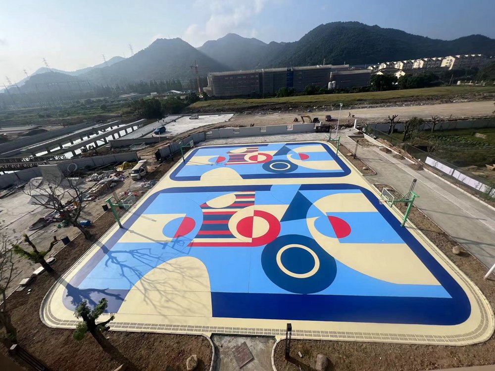 宁波北仑九峰小学硅pu篮球场